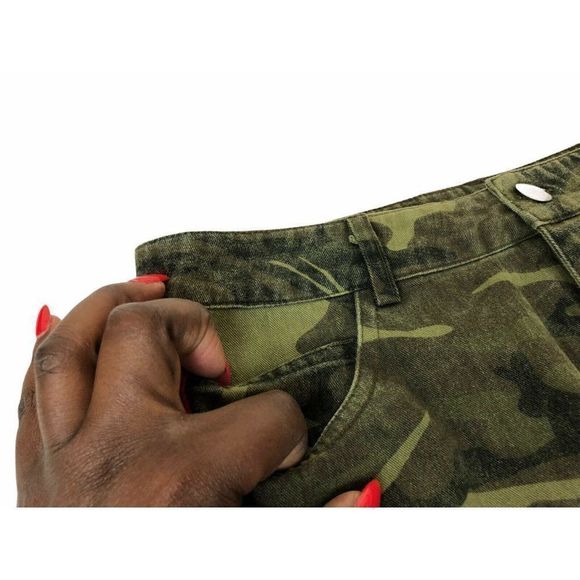 Women’s forever 21 green camo striped mini skirt s - Picture 3 of 7